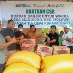 PT LAM, PT Antam UBPN Konut dan KSO MTT Salurkan Bantuan Sembako Kepada Warga Terdampak Banjir di Mandiodo