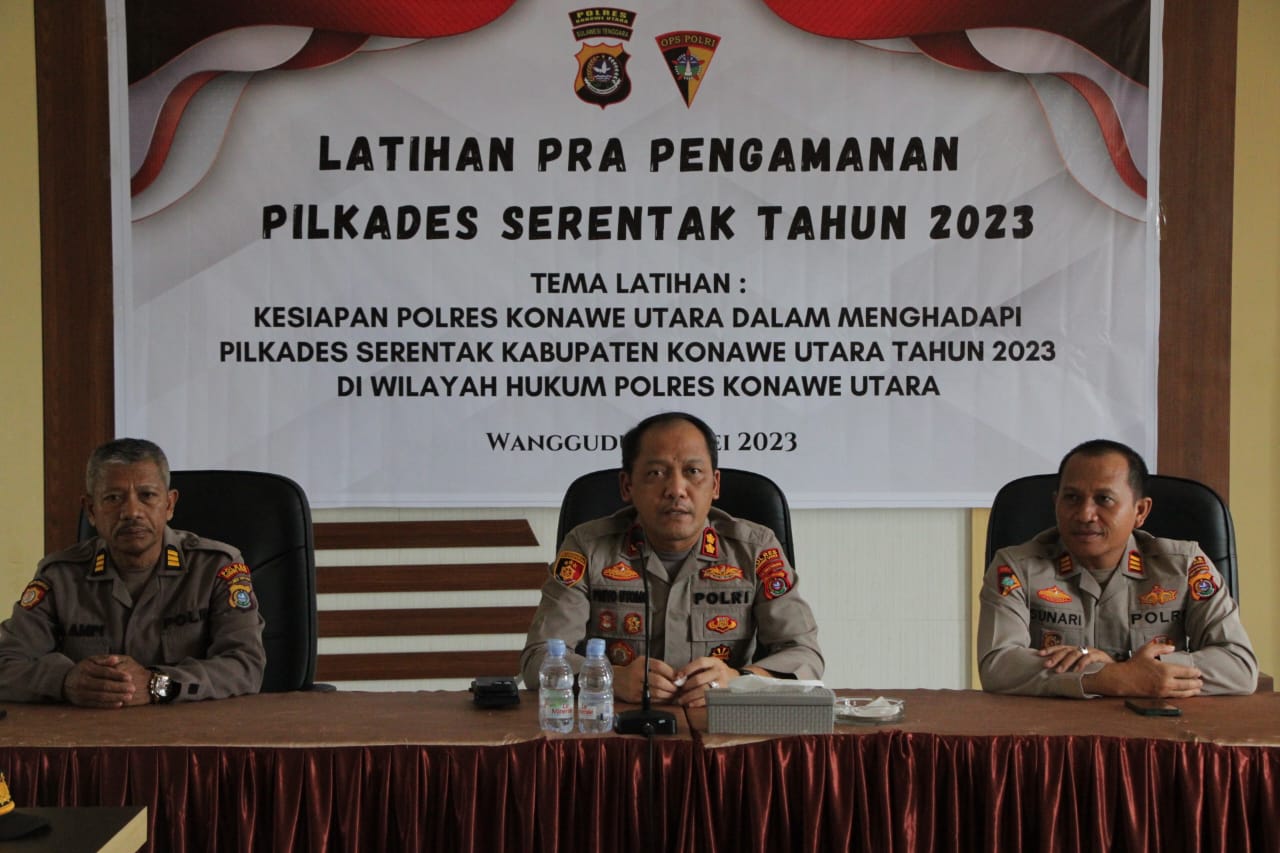 Polres Konut Gelar Latpra Pengamanan Pilkades Serentak 2023