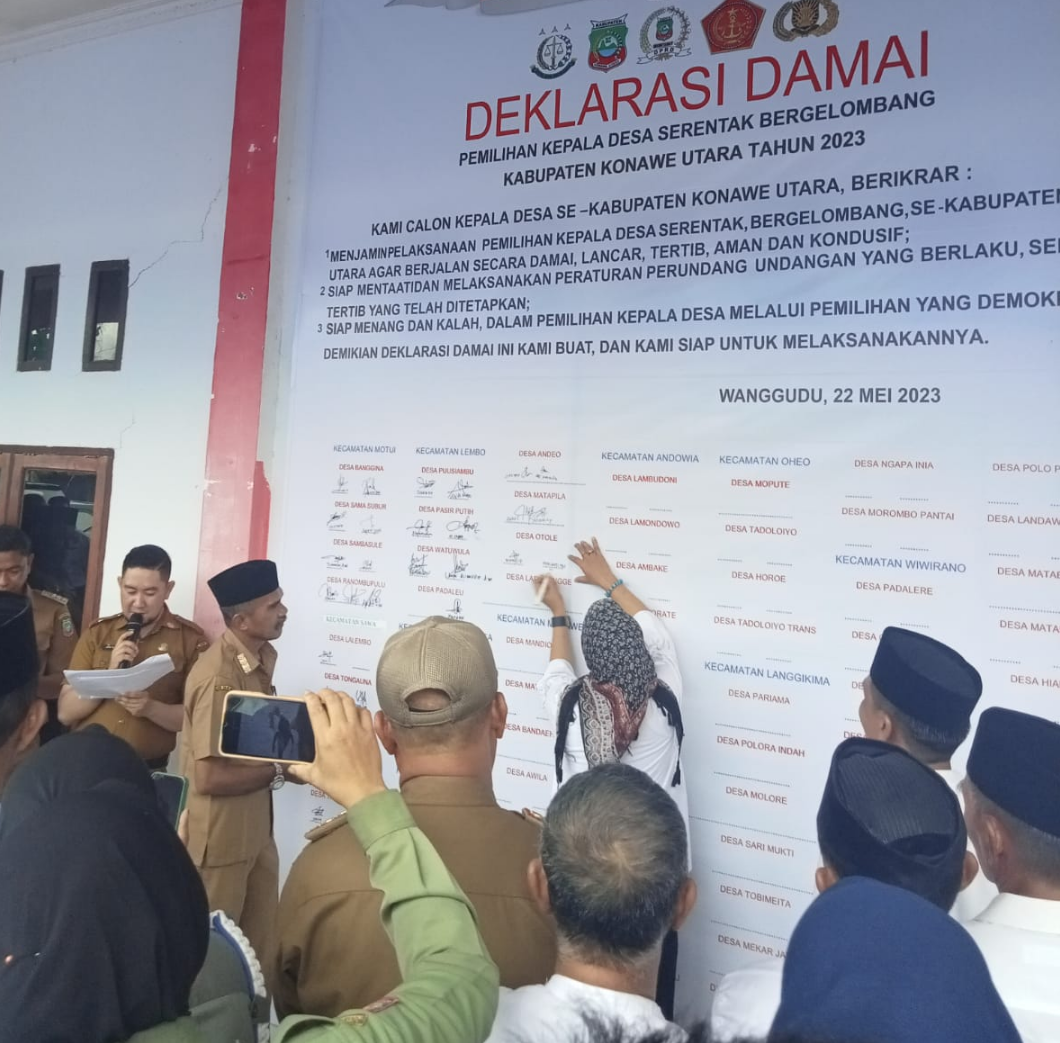 Ratusan Calon Kades Di Konut Ikuti Deklarasi Damai Menjelang Pilkades Serentak 2023