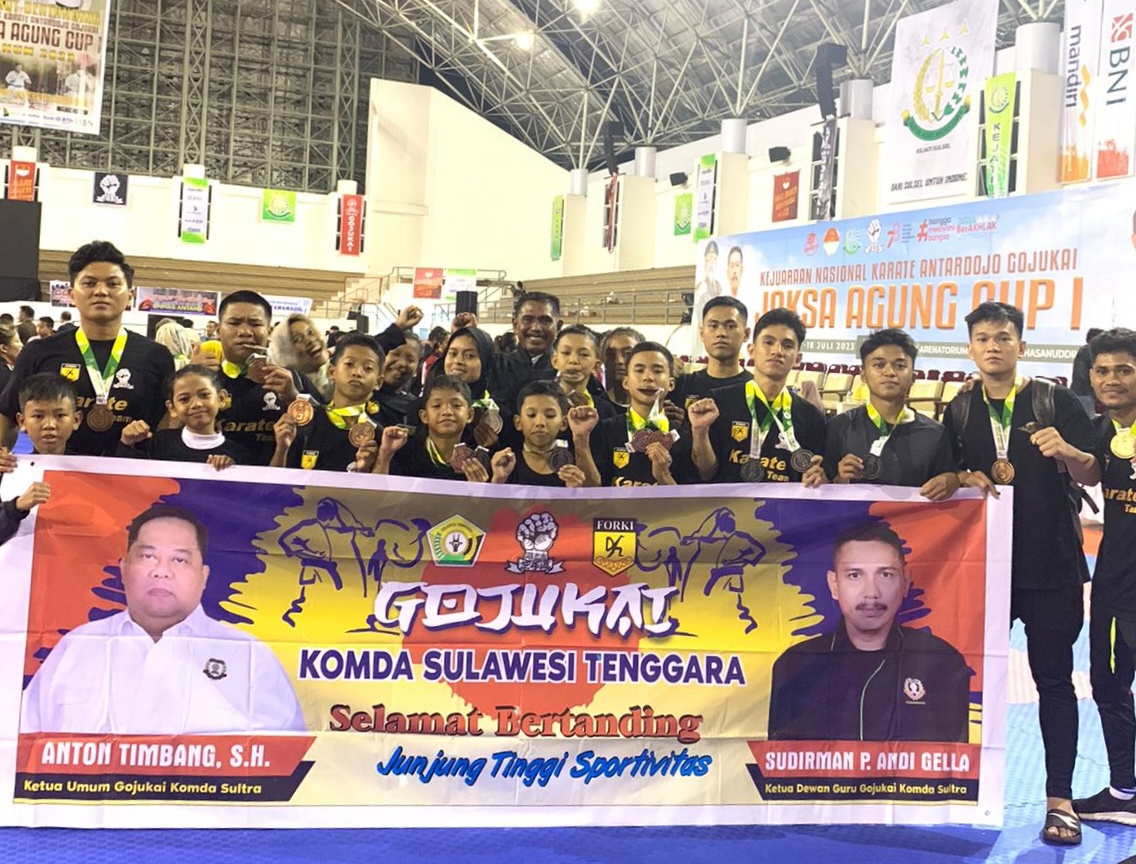 Dipimpin Anton Timbang, Gojukai Komda Sultra Sabet 17 Medali Pada Kejurnas Antardojo Jaksa Agung Cup I