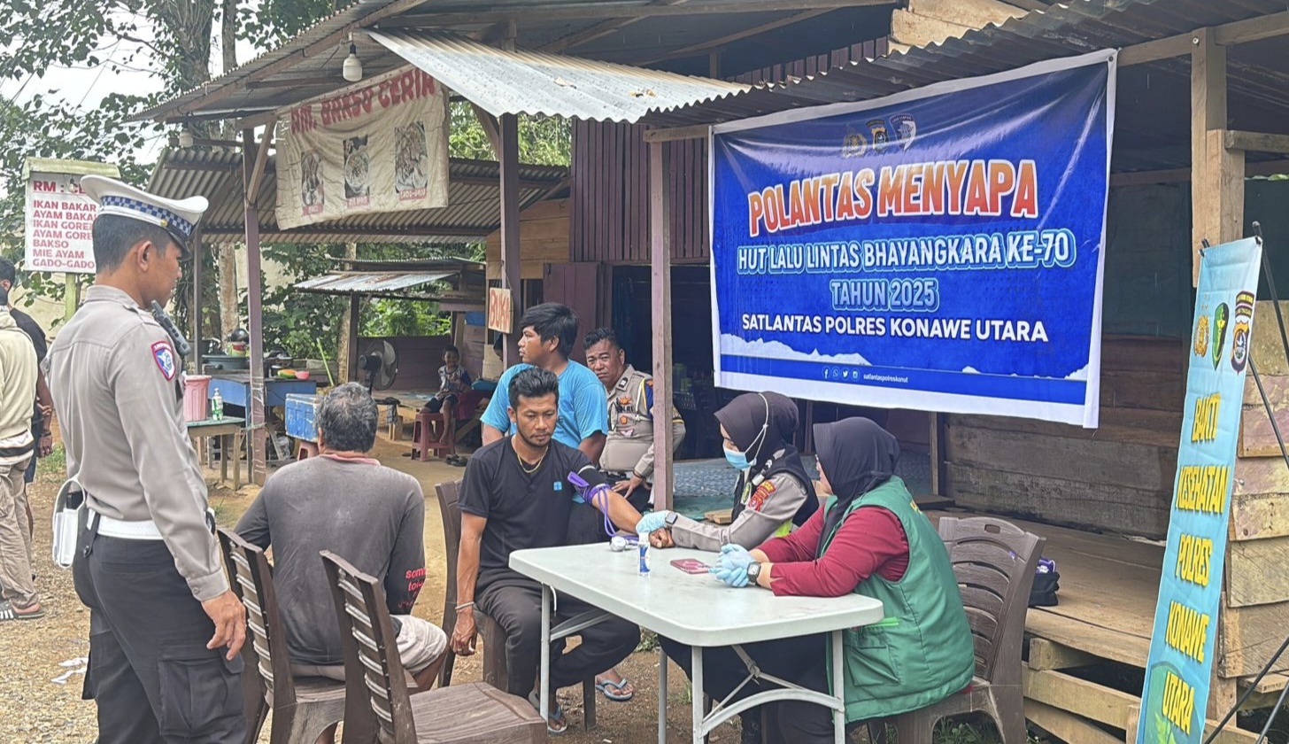 Bakti Kesehatan HUT Lantas ke-70, Puluhan Sopir Dapat Layanan Medis Gratis dari Satlantas Polres Konawe Utara