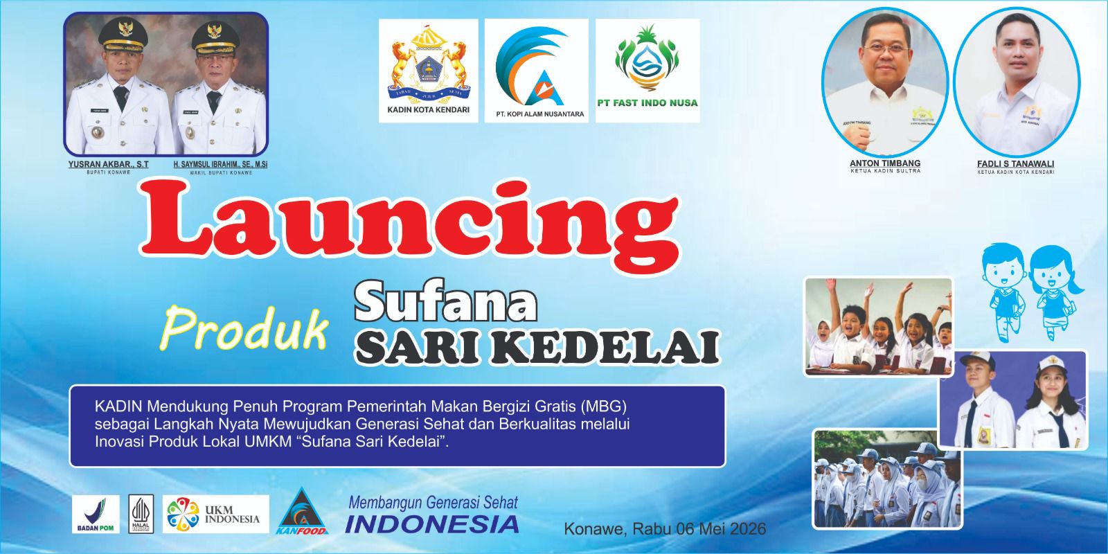Kadin Sultra Luncurkan Sufana Sari Kedelai, Dukung Program Makan Bergizi Gratis dan UMKM Lokal
